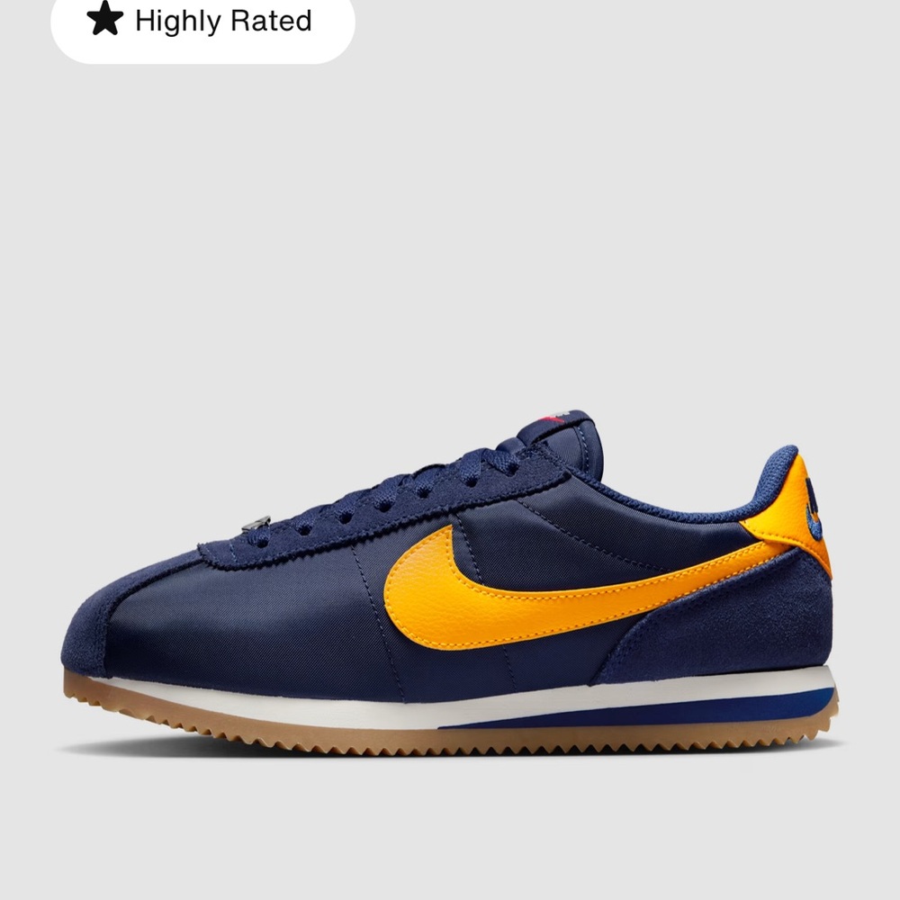 Nike Cortez Textile Navy and Gold Sneakers
